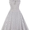 Vintage Polka Dot Split Joint Spaghetti Strap Princess Dresses