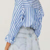 Fashion Street Striped Split Joint Turndown Collar Tops