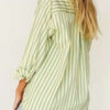 Fashion Street Striped Split Joint Turndown Collar Tops