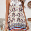 Fashion Vintage Print Split Joint Halter A Line Dresses