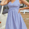 Fashion Street Striped Split Joint V Neck A Line Dresses