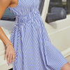 Fashion Street Striped Split Joint V Neck A Line Dresses