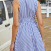 Fashion Street Striped Split Joint V Neck A Line Dresses