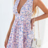 Fashion Street Print Split Joint V Neck A Line Dresses