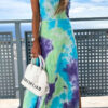 Fashion Street Tie Dye Split Joint O Neck A Line Dresses