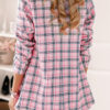 Work Plaid Split Joint Turn-back Collar Long Sleeve Two Pieces