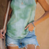 Fashion Street Tie Dye Split Joint O Neck Tops