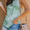 Fashion Street Tie Dye Split Joint O Neck Tops