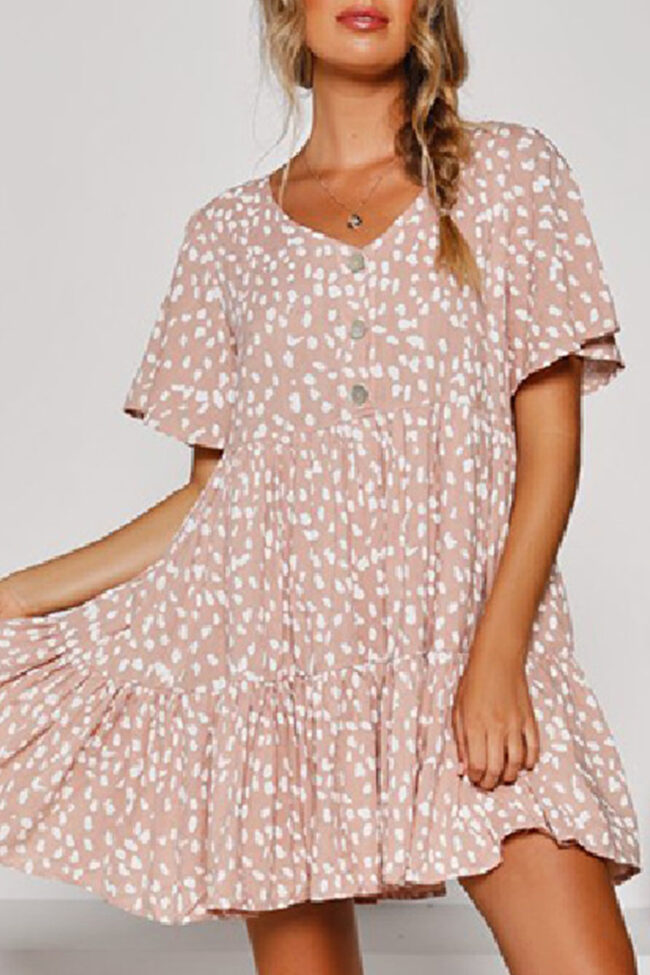 Fashion Street Print Split Joint V Neck A Line Dresses