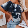 Fashion Street Tie Dye Split Joint Off the Shoulder T-Shirts