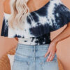 Fashion Street Tie Dye Split Joint Off the Shoulder T-Shirts