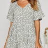 Fashion Street Print Split Joint V Neck A Line Dresses