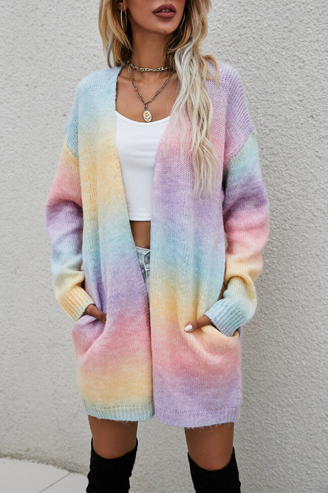 Fashion Street Tie Dye Split Joint Tops