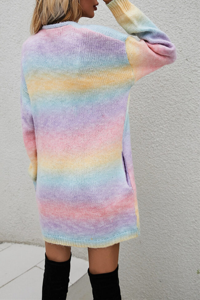 Fashion Street Tie Dye Split Joint Tops