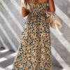 Fashion Street Print Split Joint V Neck A Line Dresses