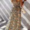 Fashion Street Print Split Joint V Neck A Line Dresses