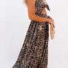 Street Leopard Hollowed Out V Neck A Line Dresses