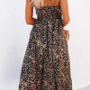 Street Leopard Hollowed Out V Neck A Line Dresses