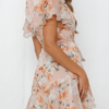 Sweet Floral Split Joint With Belt V Neck A Line Dresses