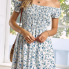 Sweet Floral Split Joint Fold Off the Shoulder A Line Dresses