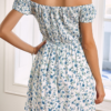 Sweet Floral Split Joint Fold Off the Shoulder A Line Dresses