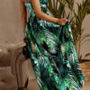 Fashion Street Print Split Joint V Neck A Line Dresses