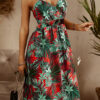 Fashion Street Print Split Joint V Neck A Line Dresses