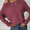 Fashion Street Solid Split Joint O Neck Tops