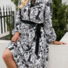 Fashion Street Print Split Joint V Neck A Line Dresses