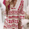 Fashion Sweet Geometric Tassel V Neck A Line Dresses