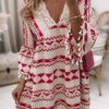 Fashion Sweet Geometric Tassel V Neck A Line Dresses