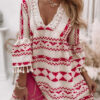 Fashion Sweet Geometric Tassel V Neck A Line Dresses