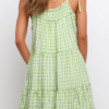 Sweet Plaid Split Joint Flounce Spaghetti Strap A Line Dresses