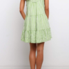 Sweet Plaid Split Joint Flounce Spaghetti Strap A Line Dresses