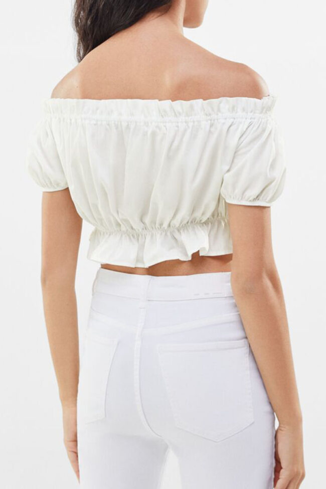 Fashion Street Solid Split Joint Off the Shoulder Tops