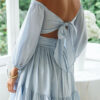 Street Solid Split Joint Off the Shoulder Waist Skirt Dresses