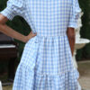 Fashion Sweet Plaid Split Joint V Neck A Line Dresses