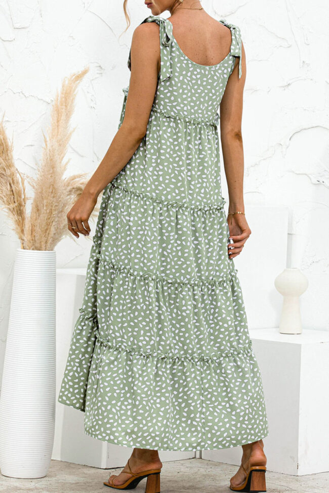 Sweet Polka Dot Split Joint Spaghetti Strap A Line Dresses