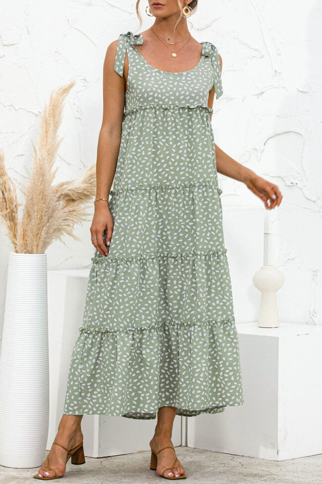 Sweet Polka Dot Split Joint Spaghetti Strap A Line Dresses