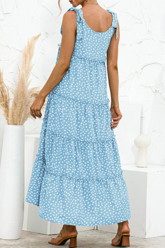 Sweet Polka Dot Split Joint Spaghetti Strap A Line Dresses