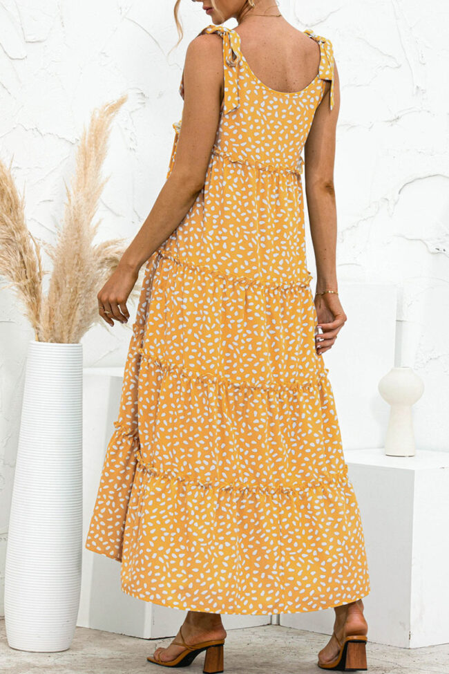 Sweet Polka Dot Split Joint Spaghetti Strap A Line Dresses