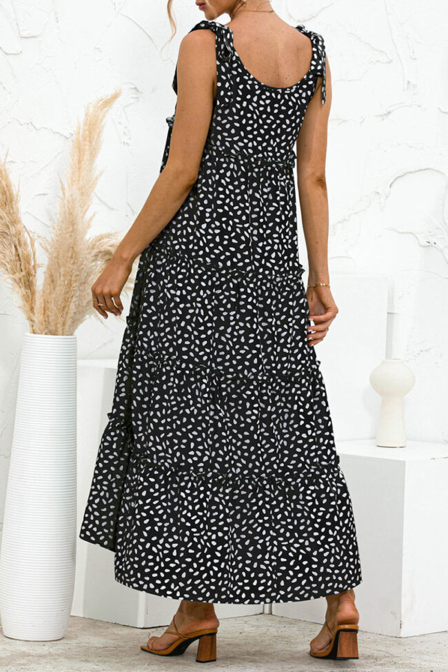 Sweet Polka Dot Split Joint Spaghetti Strap A Line Dresses