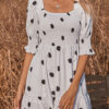 Sweet Polka Dot Split Joint Square Collar Princess Dresses