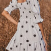 Sweet Polka Dot Split Joint Square Collar Princess Dresses