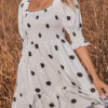 Sweet Polka Dot Split Joint Square Collar Princess Dresses