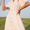 Fashion Sweet Polka Dot Split Joint V Neck A Line Dresses