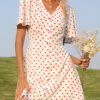 Fashion Sweet Polka Dot Split Joint V Neck A Line Dresses