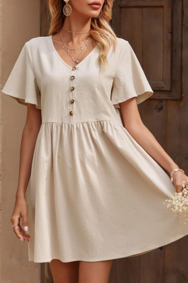 Fashion Casual Solid Split Joint V Neck Princess Dresses