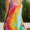 Fashion Casual Tie Dye Split Joint O Neck A Line Dresses