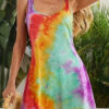 Fashion Casual Tie Dye Split Joint O Neck A Line Dresses